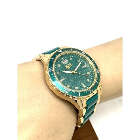 Juicy By Juicy Couture Women\'s Watch JC/5022 Quartz Green Gold Tone Stee…